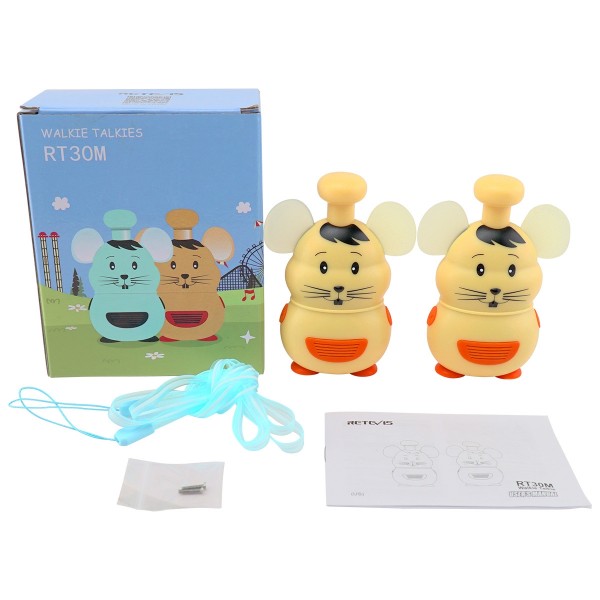 1 Pair RETEVIS RT30M 0.5W US Frequency FRS467 1CH Mouse Shape Children Handheld Walkie Talkie(Yellow)