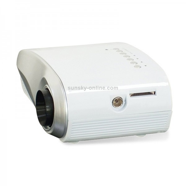 1080P HD Mini LED Projector for Home Multimedia Cinema, Support  AV / TV / VGA / USB / HDMI / SD, EU Plug(White)