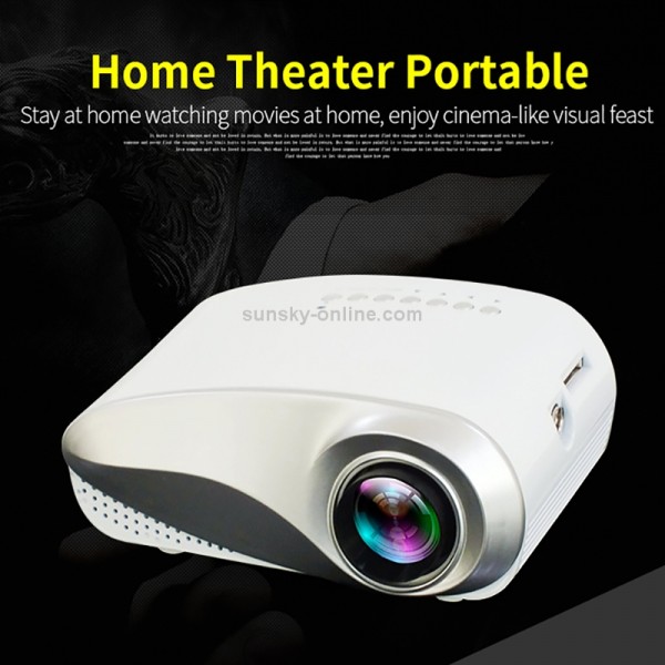 1080P HD Mini LED Projector for Home Multimedia Cinema, Support  AV / TV / VGA / USB / HDMI / SD, EU Plug(White)