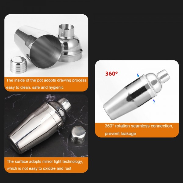 12 In 1 Stainless Steel Bartender Set With Oval Wooden Frame Base Bar Bartending Tools, Style: 350ml