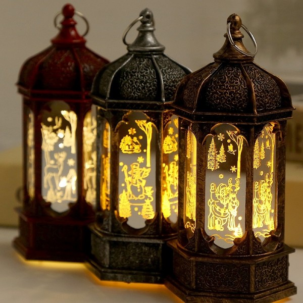 12pcs Christmas LED Electronic Candle Night Light Moroccan Style Retro Candlestick Lamp(Random Color Delivery)