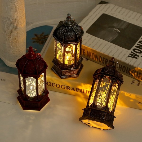 12pcs Christmas LED Electronic Candle Night Light Moroccan Style Retro Candlestick Lamp(Random Color Delivery)