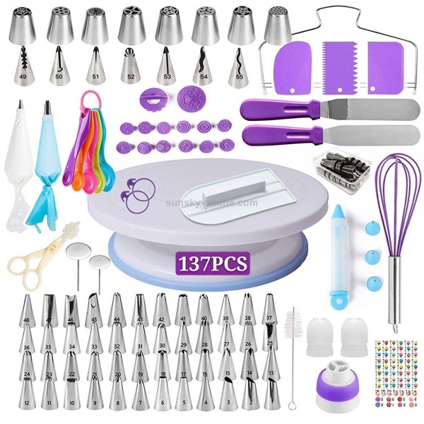 137 in 1 Cake Turntable Set Decorating Mouth Decorating Bag Baking Tool