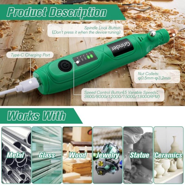 137pcs /Set 5-speed Mini Electric Grinder Micro Drill Metal Glass Ceramic Grinding Carving Cutting And Polishing Tools