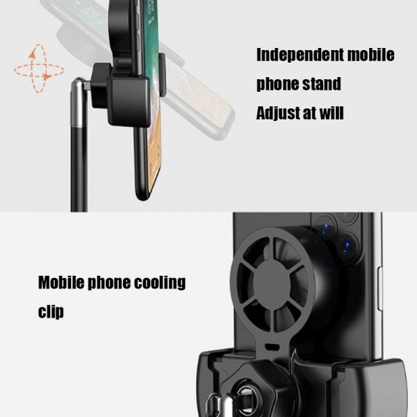 14.2 inch 36cm Live Broadcast Photography Desktop Beauty Fill Light Bracket, Style:Large Version+Cooling Bracket(Black)