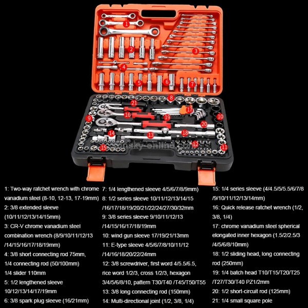 150 In 1 Multi-function Car Repair Combination Toolbox Ratchet Wrench Set