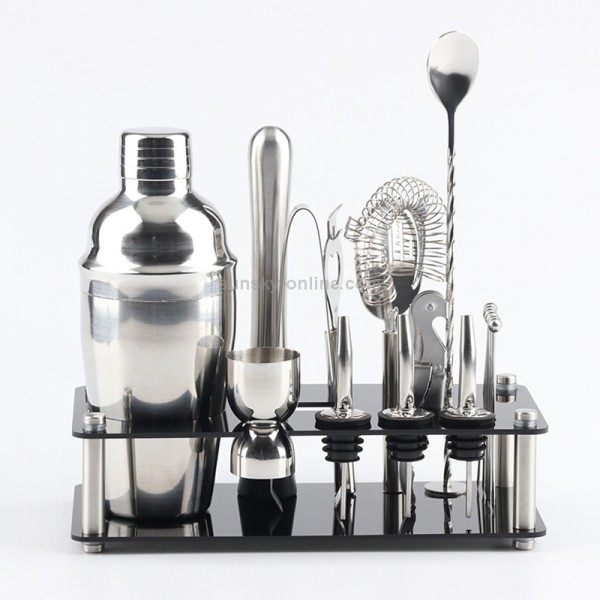 18 in 1 Cocktail Shaker Tools Setwith Acrylic Mount, , Capacity: 350ml