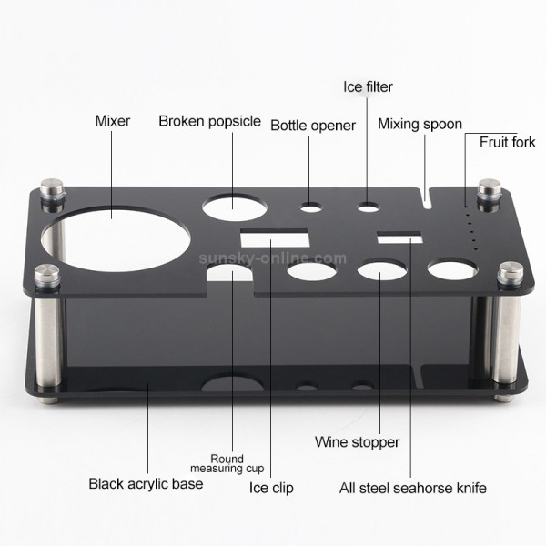 18 in 1 Cocktail Shaker Tools Setwith Acrylic Mount, , Capacity: 350ml