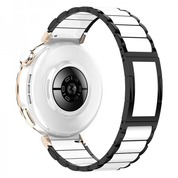 18mm Ceramic Quick Release Folding Buckle Stainless Steel Watch Band(Black)