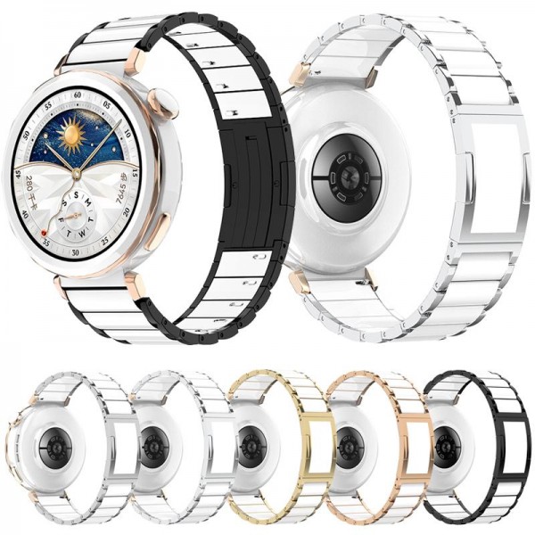 18mm Ceramic Quick Release Folding Buckle Stainless Steel Watch Band(Black)