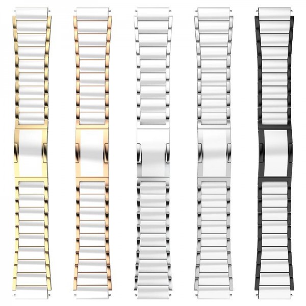 18mm Ceramic Quick Release Folding Buckle Stainless Steel Watch Band(Black)