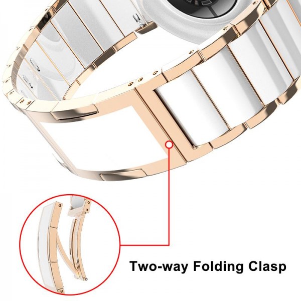 18mm Ceramic Quick Release Folding Buckle Stainless Steel Watch Band(Black)