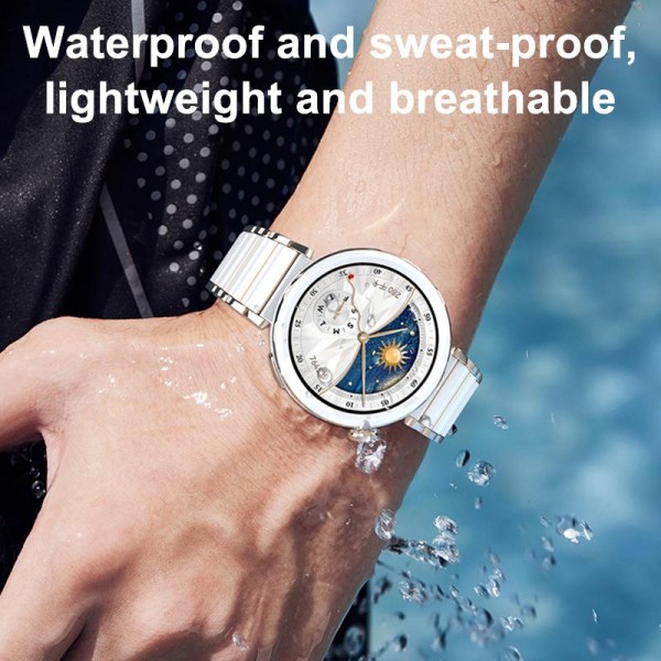 18mm Ceramic Quick Release Folding Buckle Stainless Steel Watch Band(Black)