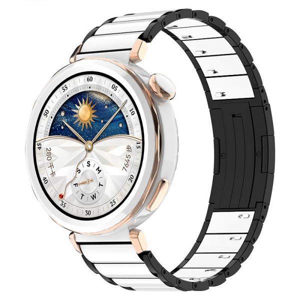 18mm Ceramic Quick Release Folding Buckle Stainless Steel Watch Band(Black)