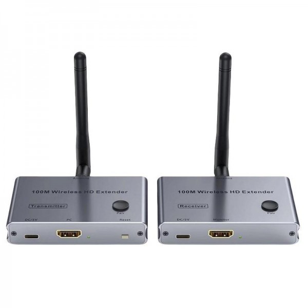 2 In 1 4K 30Hz Wireless HDMI Extender 100m Point To Point HD Video Transmitter, Transmitter+Receiver