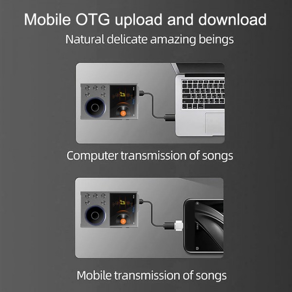 2.4 Inch HIFI Bluetooth Music Player DSD256 Mastering Sound Quality Walkman, Memory: 16GB(Gray)