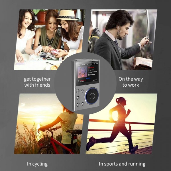 2.4 Inch HIFI Bluetooth Music Player DSD256 Mastering Sound Quality Walkman, Memory: 16GB(Gray)