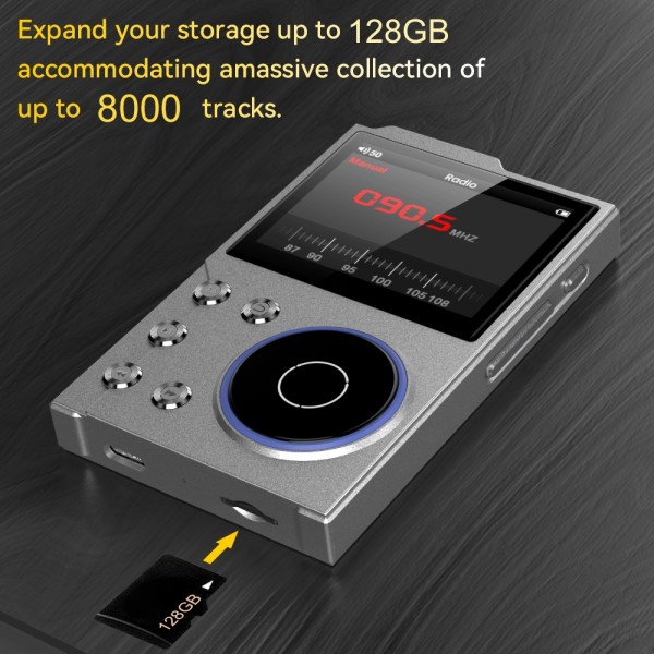 2.4 Inch HIFI Bluetooth Music Player DSD256 Mastering Sound Quality Walkman, Memory: 16GB(Gray)