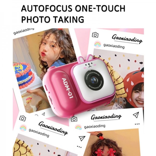 2.4 Inch IPS Screen 48MP Dual Lens Kids Digital Camera Mini Video Camera Without TF Card Pink Bunny