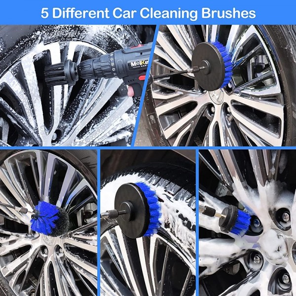 24pcs/set WRS-CS29 Car Wash Cleaning Brush Set Car Interior Crevice Cleaning Electric Drill Brush