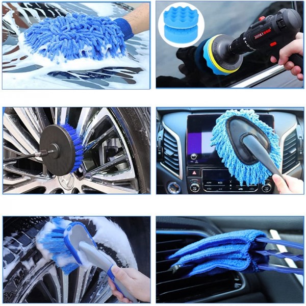 24pcs/set WRS-CS29 Car Wash Cleaning Brush Set Car Interior Crevice Cleaning Electric Drill Brush