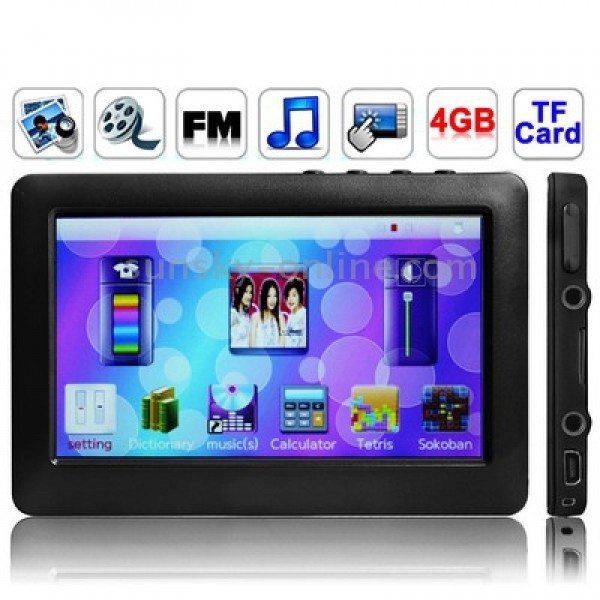 4.3 inch Touch screen 4GB MP5 Player, Support FM Radio, E-Book, Games, TV Out (Black)