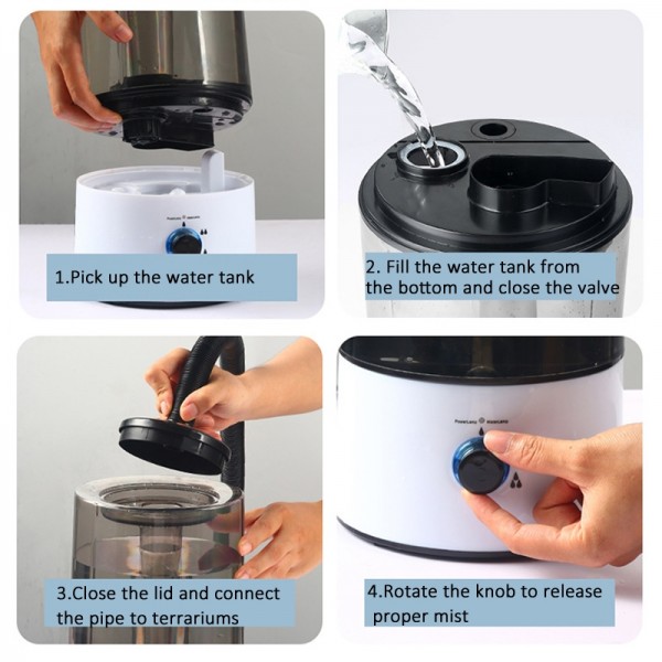 4L Reptile Humidifier Fogger Cool Mist Fog Mister with Tube for Tortoise Habita EU Plug