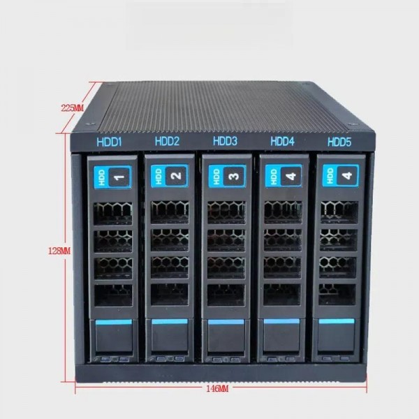 5-Bay Hot Swap Hard Drive Cage 3.5"/2.5" HDD/SSD Compatible For 3x5.25" Optical Drive Position