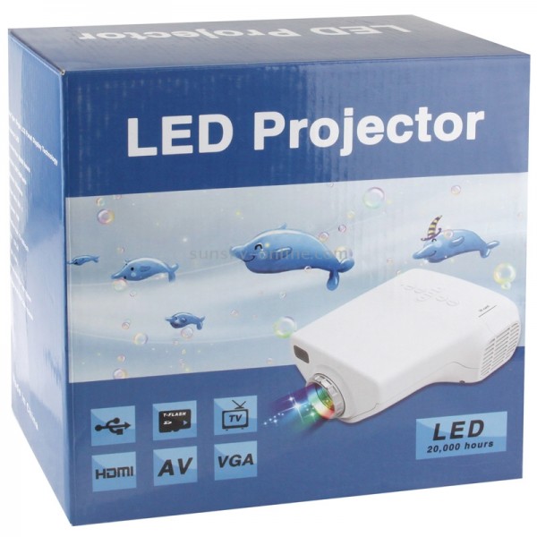 50 Lumens Portable Mini Multi-media LED Projector, Support HDMI / VGA / USB / TF Card / AV In Multiple Interface (Single LED Panel Display Technology 320 x 240 Pixels)