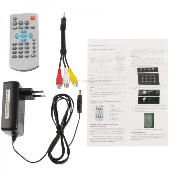 50 Lumens Portable Mini Multi-media LED Projector, Support HDMI / VGA / USB / TF Card / AV In Multiple Interface (Single LED Panel Display Technology 320 x 240 Pixels)