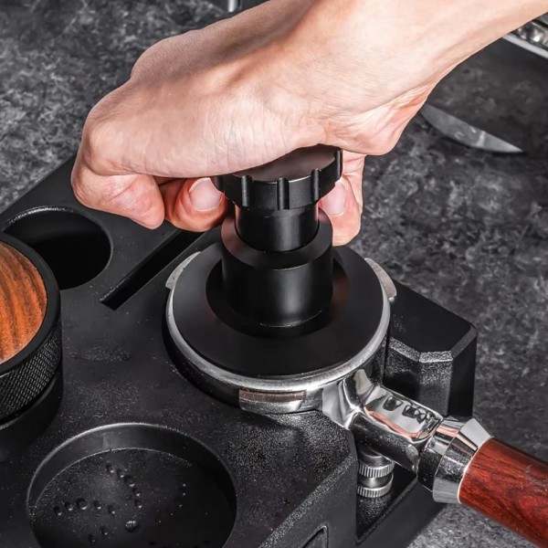 51mm Adjustable Impact Coffee Tamper with Threaded Base Spring-Loaded Espresso Tamper Tool