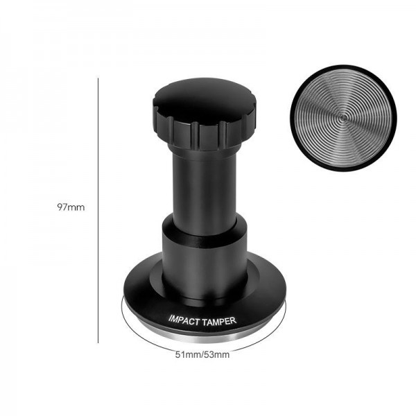 51mm Adjustable Impact Coffee Tamper with Threaded Base Spring-Loaded Espresso Tamper Tool