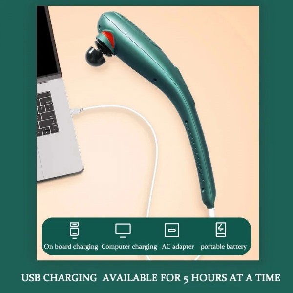 6 In 1 Handheld Body Massager 15 Modes Heating Vibration Massage Stick(Green)