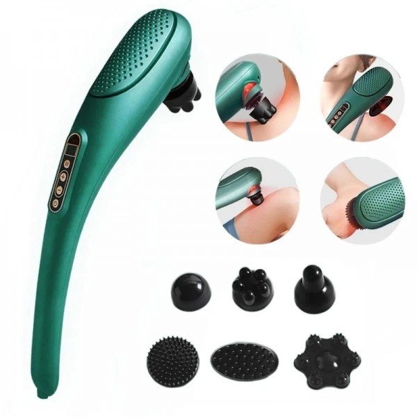 6 In 1 Handheld Body Massager 15 Modes Heating Vibration Massage Stick(Green)