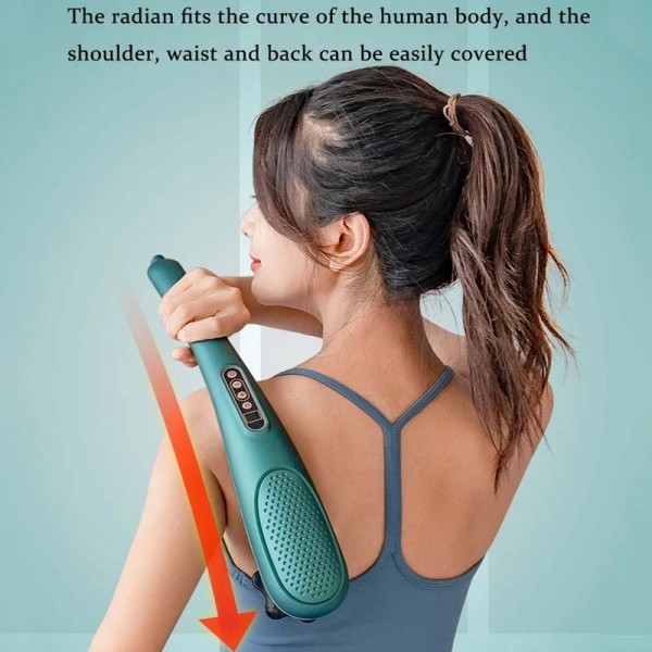 6 In 1 Handheld Body Massager 15 Modes Heating Vibration Massage Stick(Green)