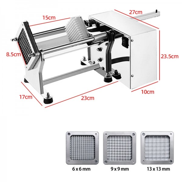 60W Commercial French Fry Cutter Electric Potato Cutter Machine With 3 Blade US Plug