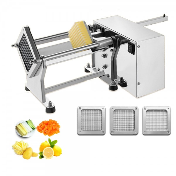 60W Commercial French Fry Cutter Electric Potato Cutter Machine With 3 Blade US Plug