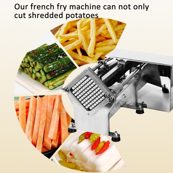 60W Commercial French Fry Cutter Electric Potato Cutter Machine With 3 Blade US Plug