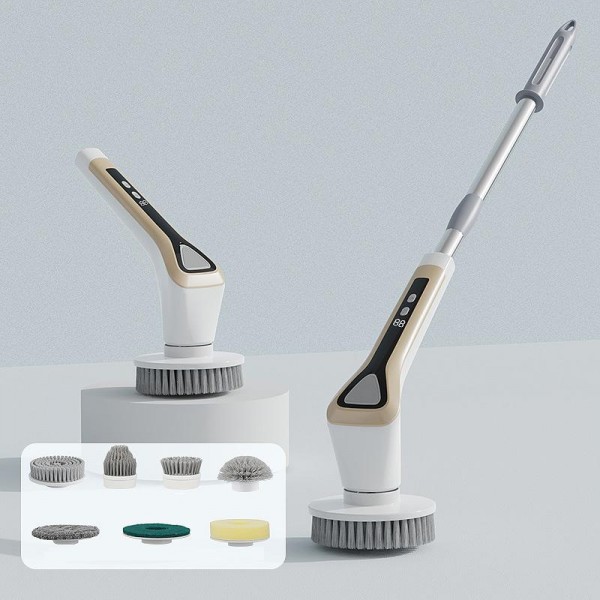 7 In 1 Extendable Electric Cleaning Brush Multi-Surface Scrubber for Bathroom, Stove, Car & Tile(White)
