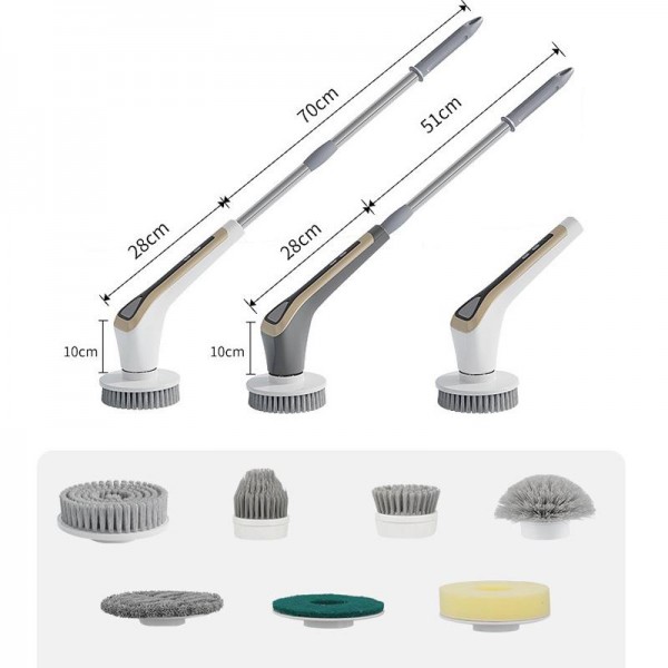 7 In 1 Extendable Electric Cleaning Brush Multi-Surface Scrubber for Bathroom, Stove, Car & Tile(White)