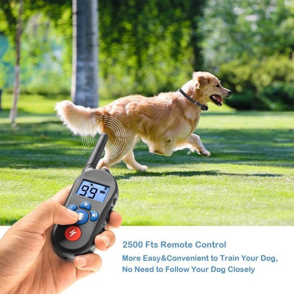 800m Remote Control Electric Shock Bark Stopper Vibration Warning Pet Supplies Electronic Waterproof Collar Dog Training Device, Style:556-3(US Plug)