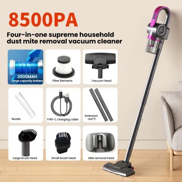 85000Pa Smart Handheld Vacuum Cleaner Cordless Dust Mite Removal UV Sterilizer Vacuum Cleaner(White)