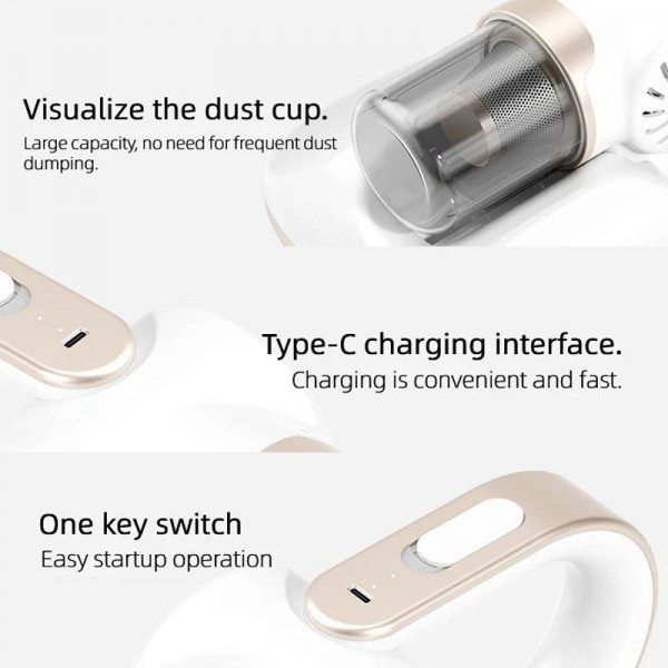 85000Pa Smart Handheld Vacuum Cleaner Cordless Dust Mite Removal UV Sterilizer Vacuum Cleaner(White)