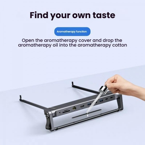 9 In 1 Hub Computer Stand Aluminum Alloy Folding PD Fast Charging With LAN Docking Station Laptop Bracket(Dark Metallic Color)