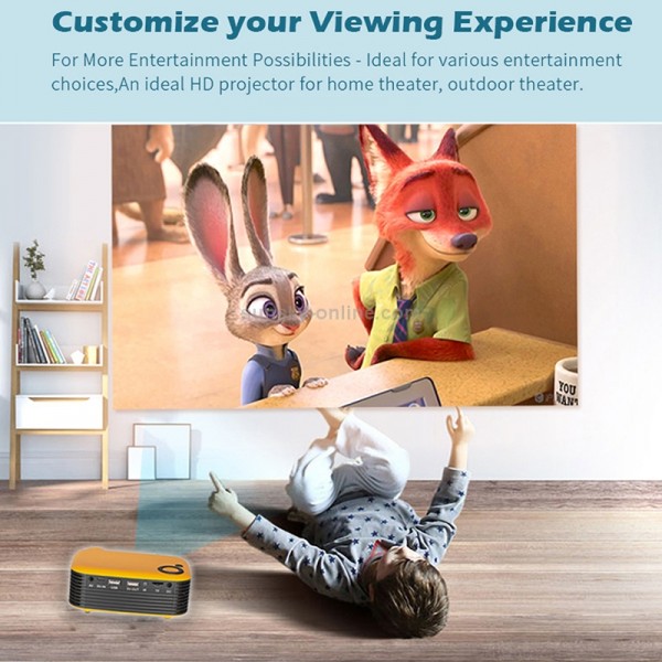 A2000 1080P Mini Portable Smart Projector Children Projector, EU Plug(Black)