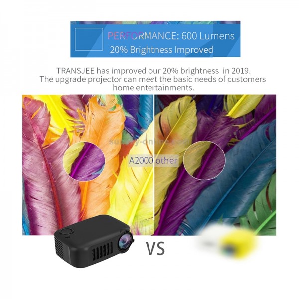 A2000 1080P Mini Portable Smart Projector Children Projector, EU Plug(Black)