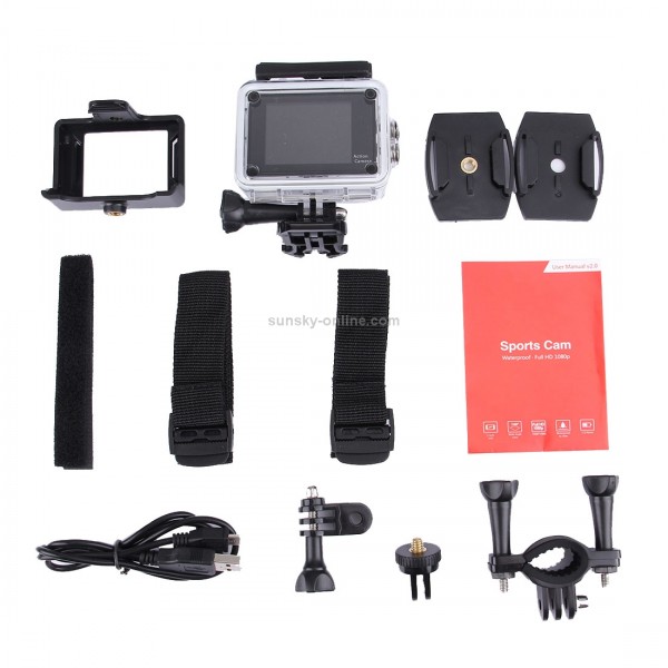 A7 HD 1080P 2.0 inch LCD Screen Sports Camcorder with Waterproof Case, 30m Waterproof(Black)