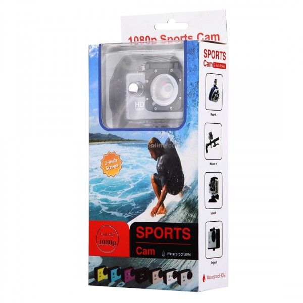 A7 HD 1080P 2.0 inch LCD Screen Sports Camcorder with Waterproof Case, 30m Waterproof(Black)