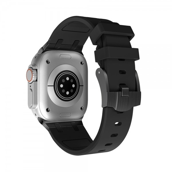 AP Silicone Watch Band For Apple Watch Series 10 46mm(Black Black)