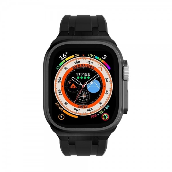 AP Silicone Watch Band For Apple Watch Series 10 46mm(Black Black)